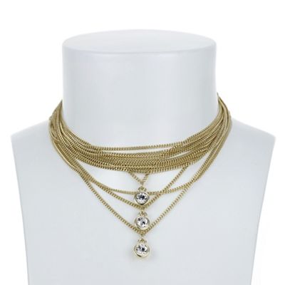 Designer multi chain choker necklace